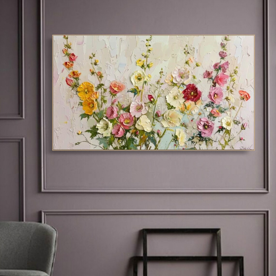 Colorful Textured Flower Painting - Handmade Floral Art #TC 093