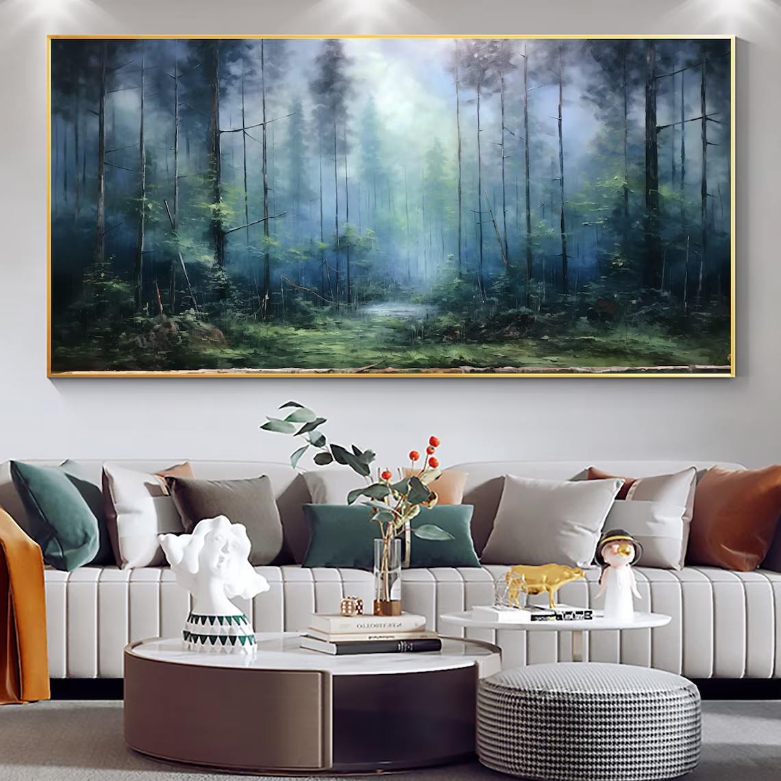 Panoramic Misty Forest Abstract Oil Painting - Long Wall Art #JJ 033