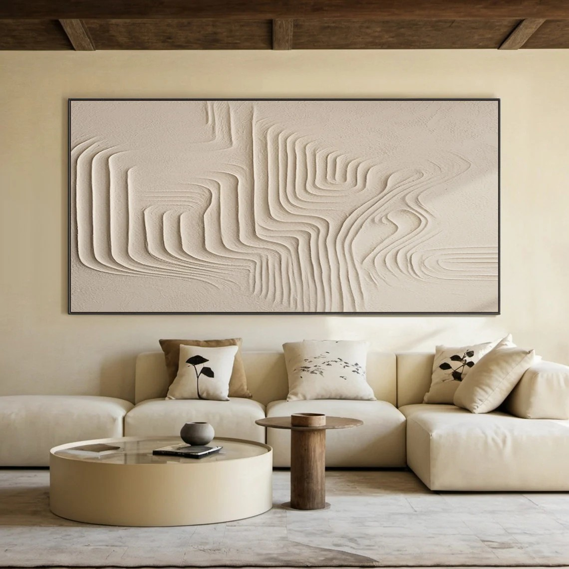 Abstract Wall Art - Beige Textured Painting for Sale