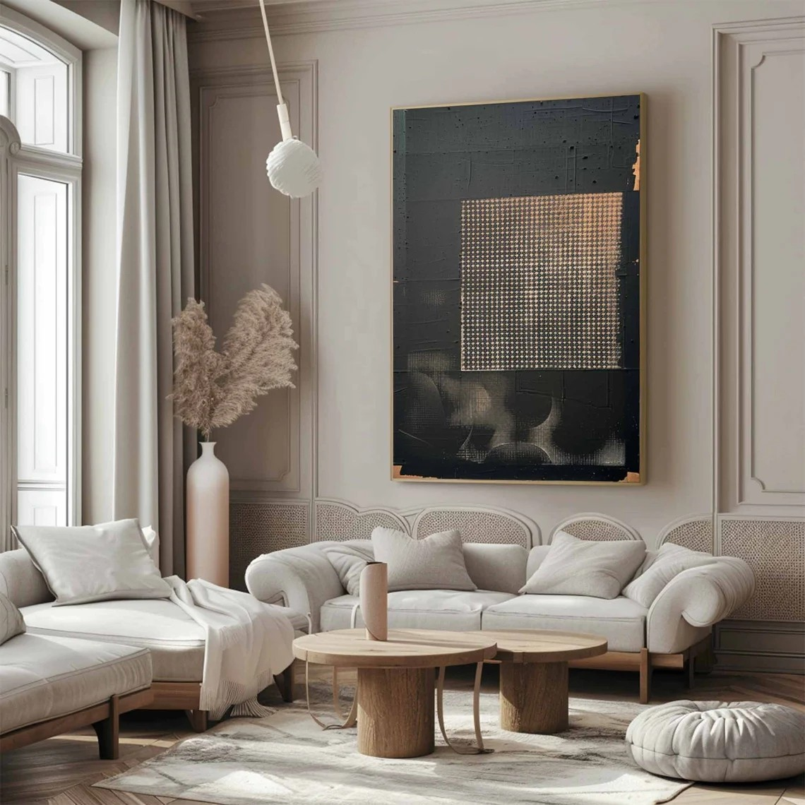 Textured Black & Gold Abstract Art - Modern Oil Painting #JJ 007