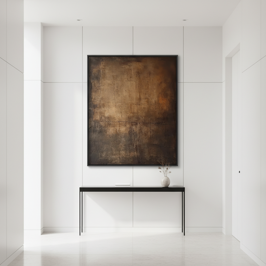 Earth Tone Abstract Canvas Art | Minimalist Brown Wall Decor #ZZ 268
