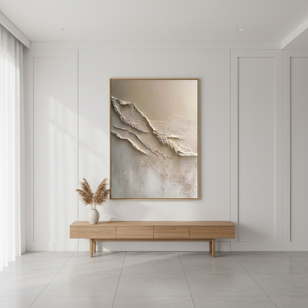 Organic Wabi-Sabi Wall Decor | Textured Neutral Abstract in Sand and Cream #ZZ 271