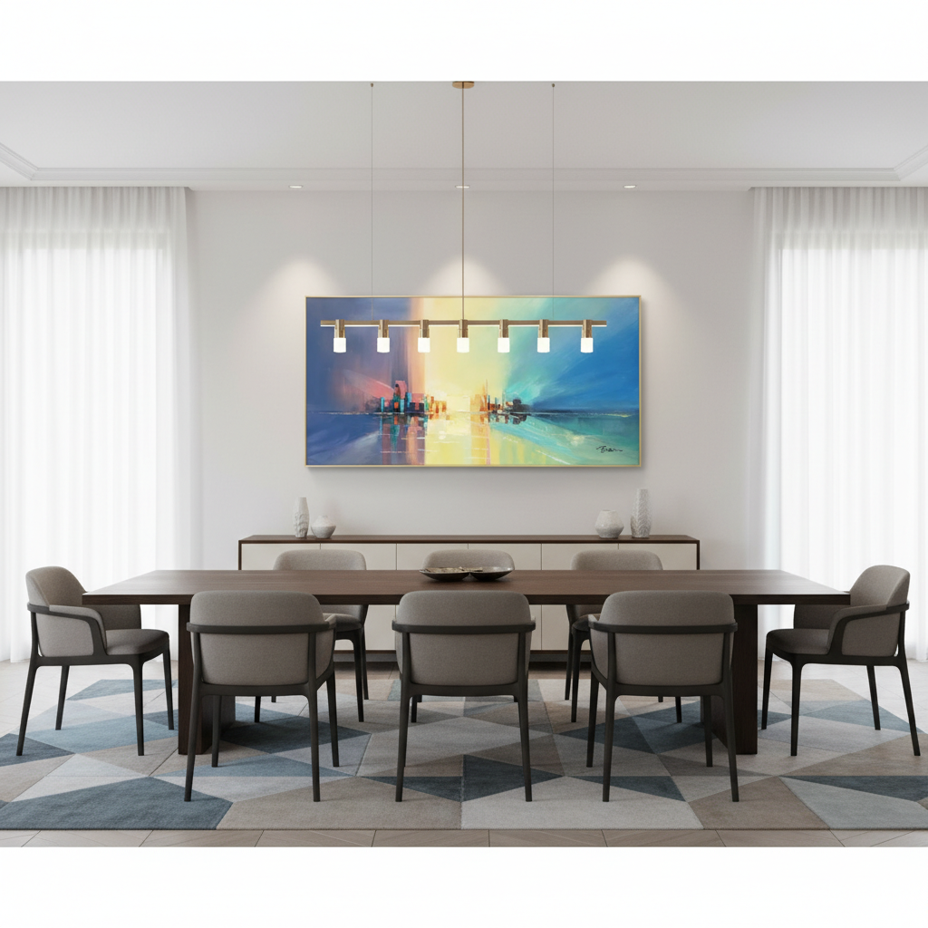 Colorful Urban Horizon Wall Art | Abstract City Skyline Canvas Art #CC 004