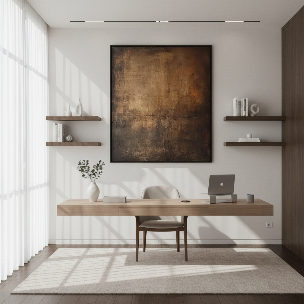 Earth Tone Abstract Canvas Art | Minimalist Brown Wall Decor #ZZ 268
