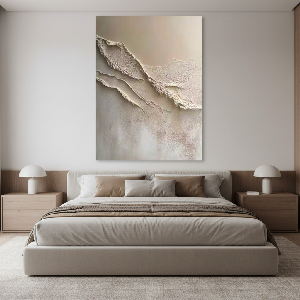 Organic Wabi-Sabi Wall Decor | Textured Neutral Abstract in Sand and Cream #ZZ 271