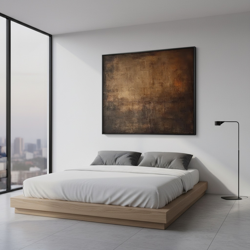 Earth Tone Abstract Canvas Art | Minimalist Brown Wall Decor #ZZ 268