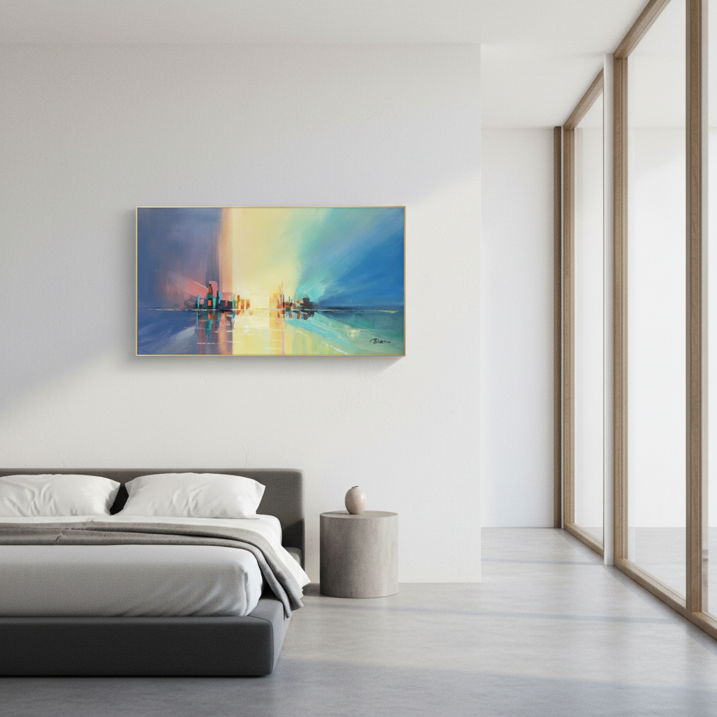 Colorful Urban Horizon Wall Art | Abstract City Skyline Canvas Art #CC 004