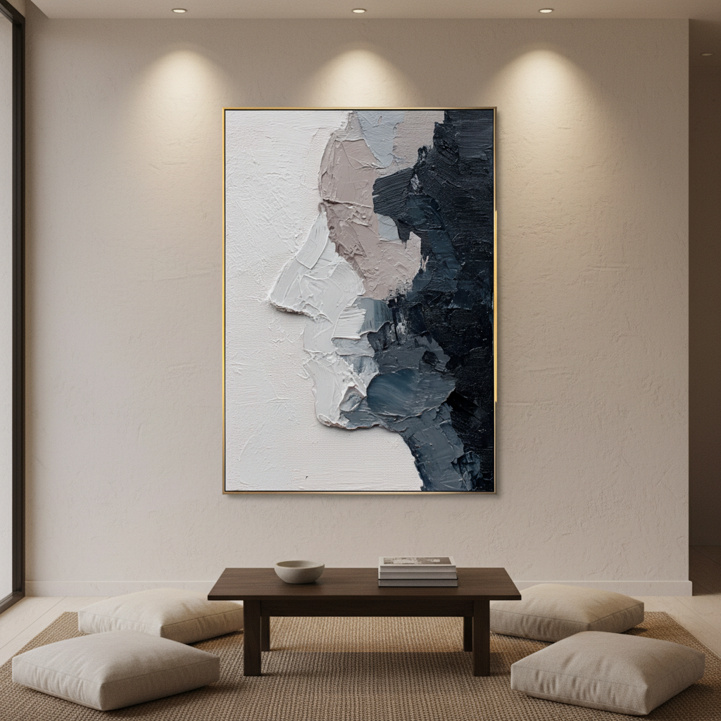 Heavy Impasto Face Profile Art - 3D Textured Abstract Wall Decor #CC 008