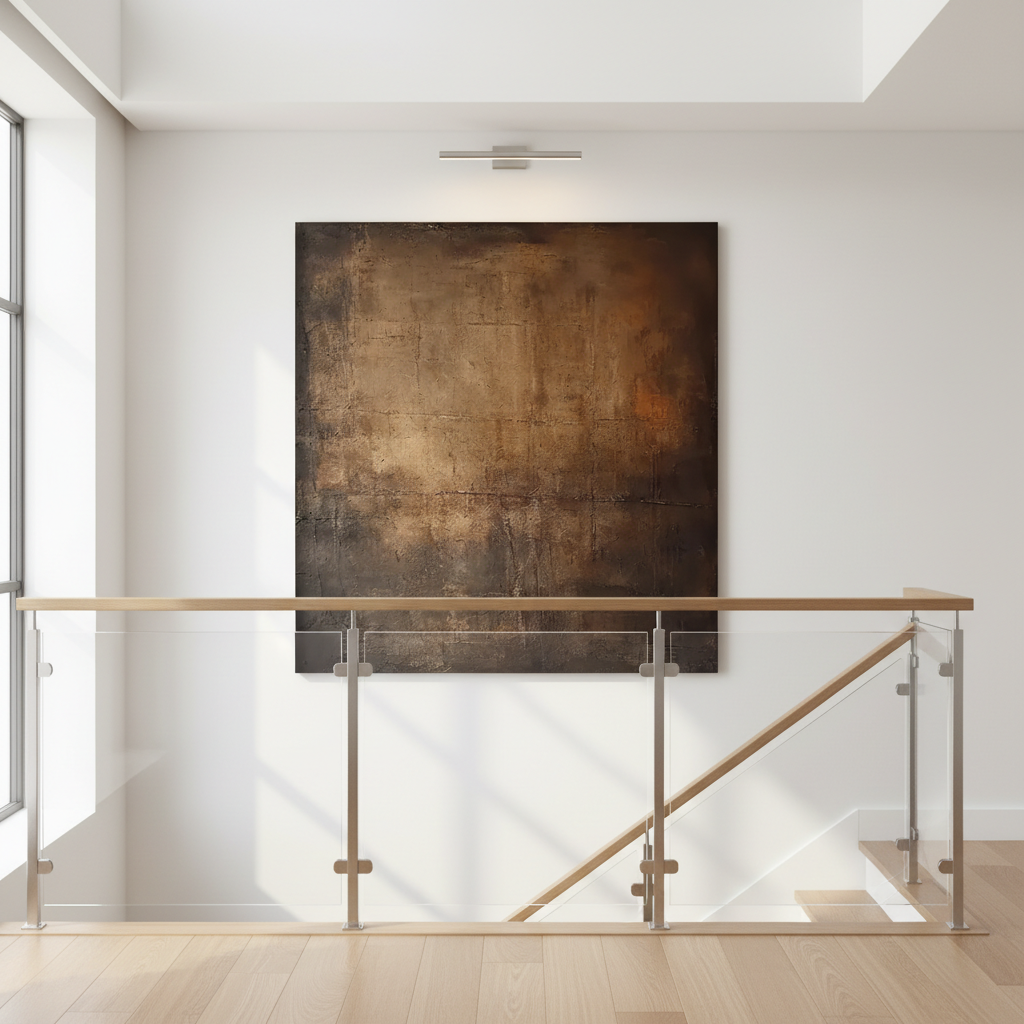 Earth Tone Abstract Canvas Art | Minimalist Brown Wall Decor #ZZ 268
