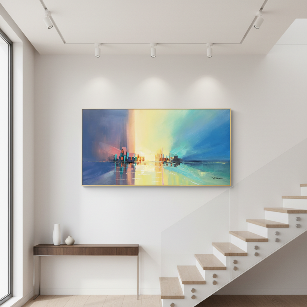 Colorful Urban Horizon Wall Art | Abstract City Skyline Canvas Art #CC 004