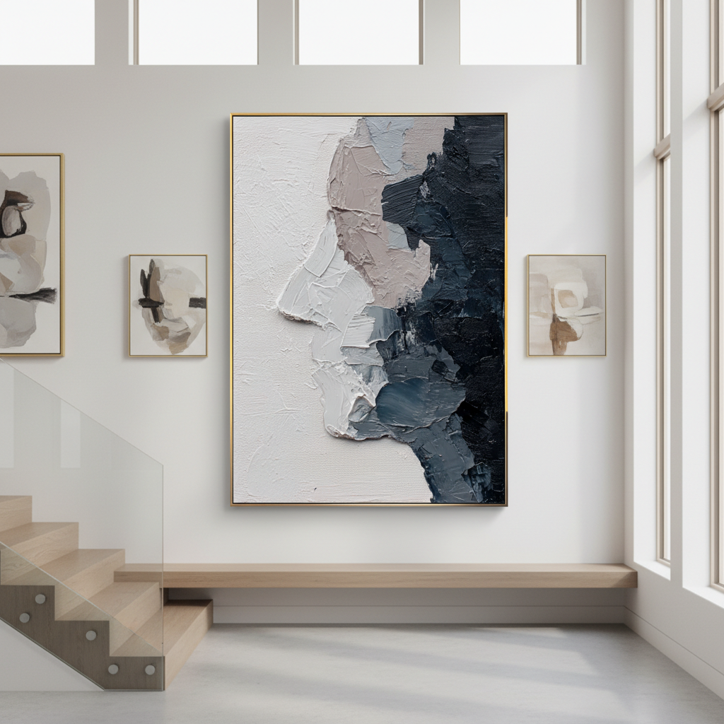 Heavy Impasto Face Profile Art - 3D Textured Abstract Wall Decor #CC 008