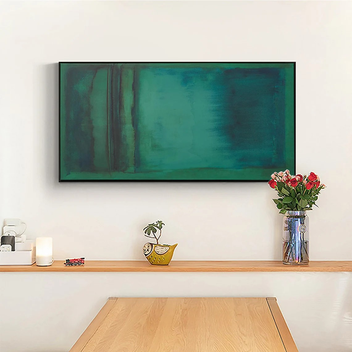 Minimalist Green Oil Painting Abstract Wall Decor