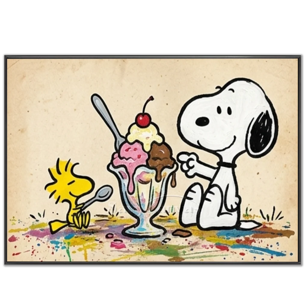 Handmade Pop Art Snoopy Ice Cream Oil Painting #SS 404