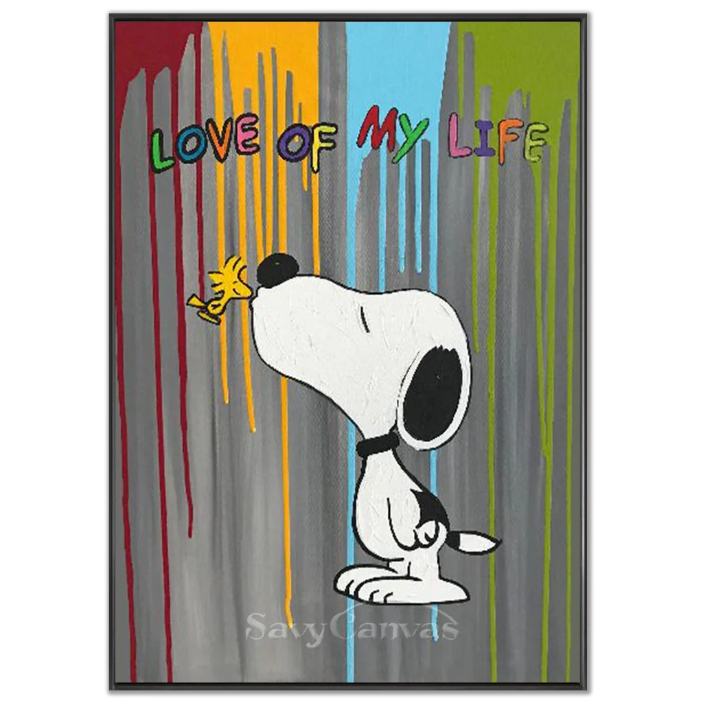 Handmade Pop Art Snoopy Love of My Life Oil Painting #SS 398