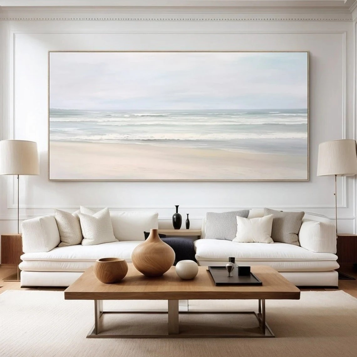 Large Beach Landscape Oil Painting - Coastal Art
