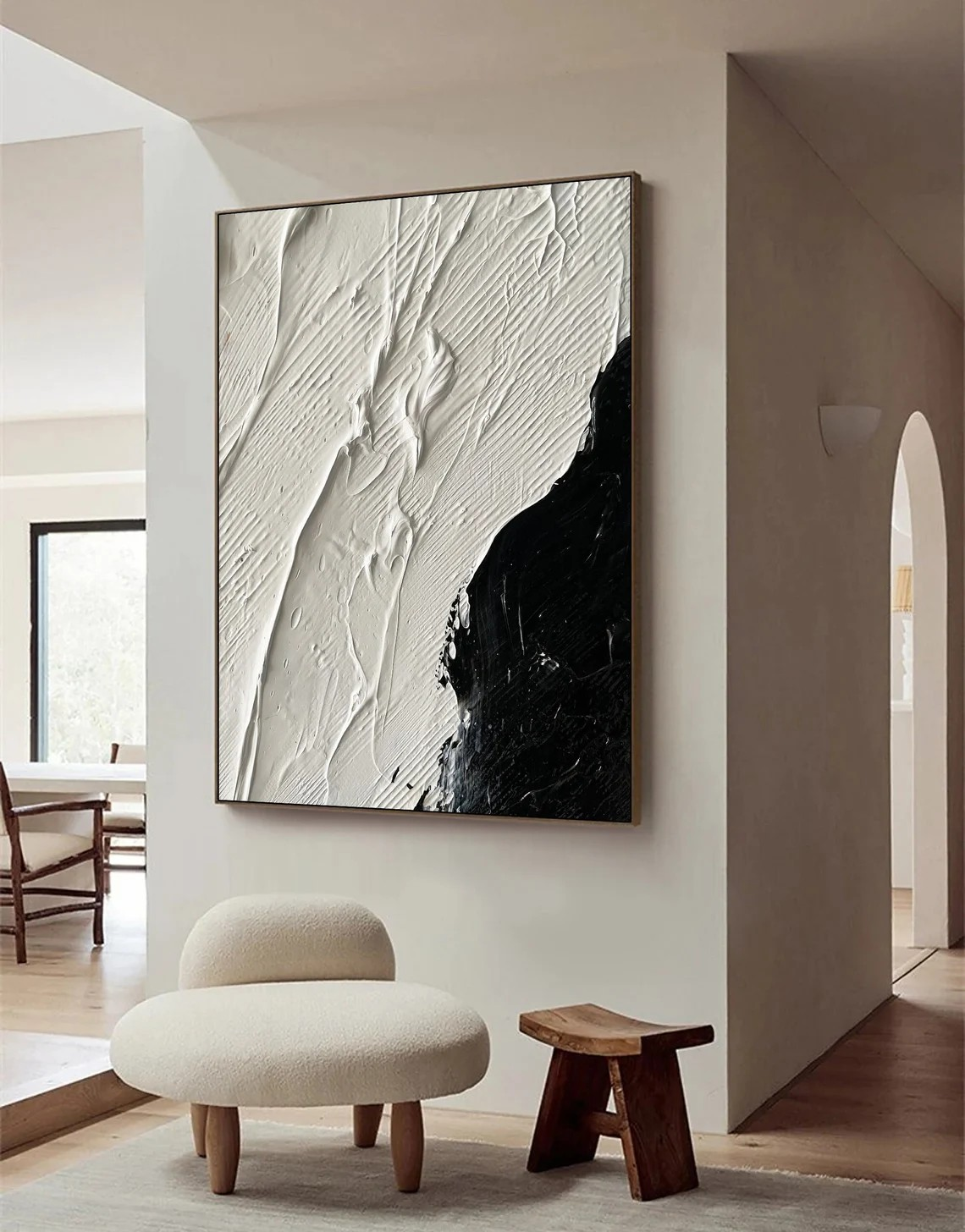 Monochrome Abstract Canvas Art | Large Texture Wall Decor #TC 071