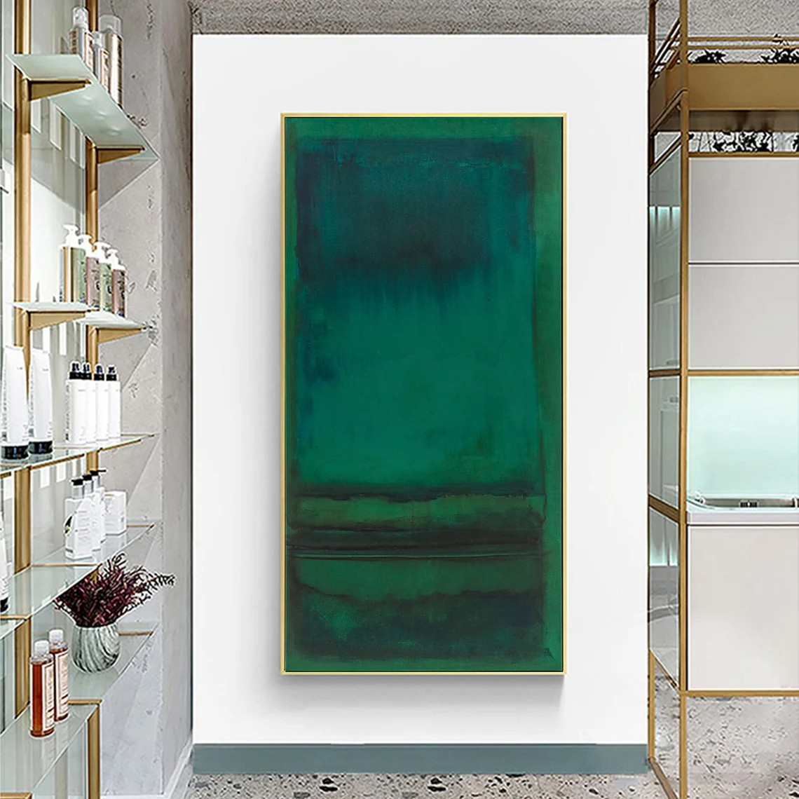 Abstract Green Teal Oil Painting Modern Wall Art #TC 082