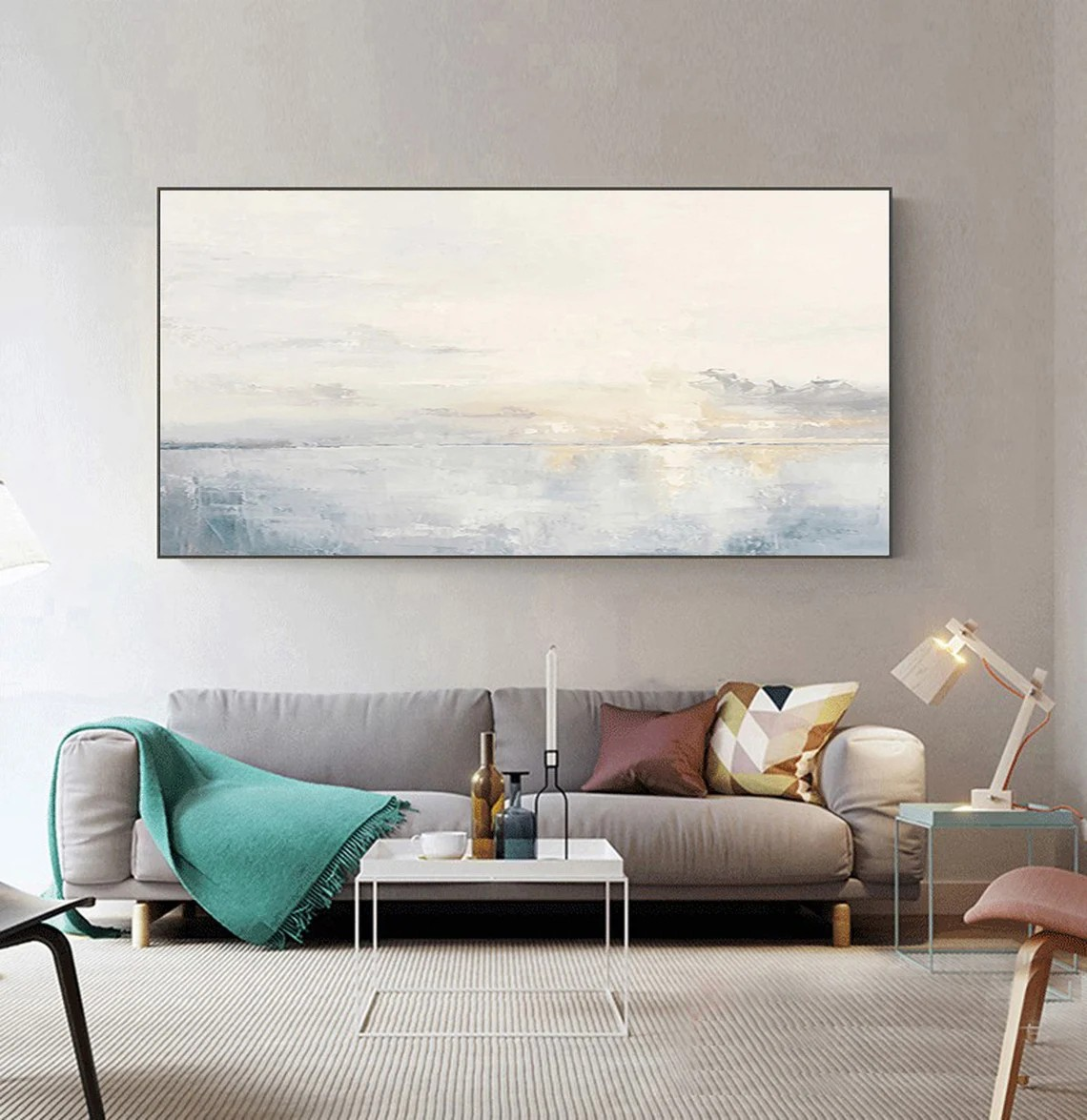 Pastel Coastal Oil Painting for Home Decor - Serene Wall Art #JJ 004