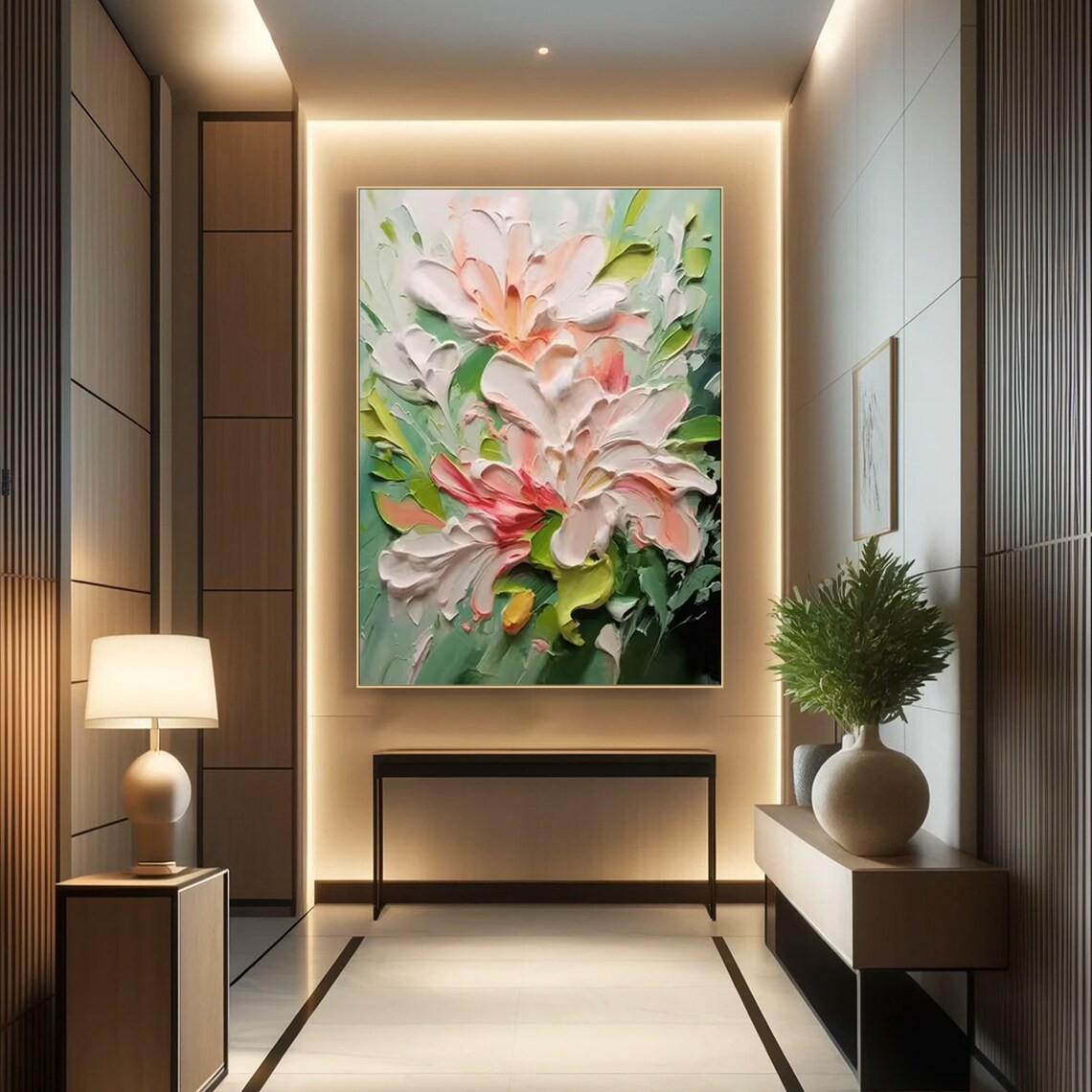 3D Textured Floral Painting - Handmade Abstract Art #TC 095