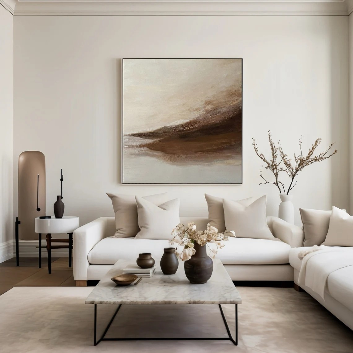 Abstract Landscape Painting - Neutral Earthy Tones