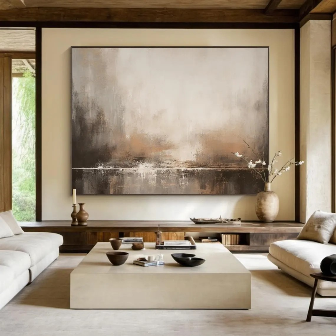 Large Horizontal Abstract Painting | Living Room Wall Art Oil Canvas #TC 057