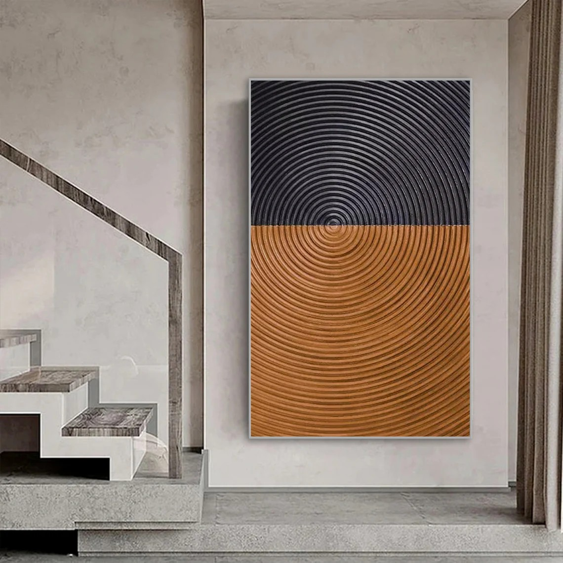 Unique Textured Circle Canvas for office or hallway #TC 087