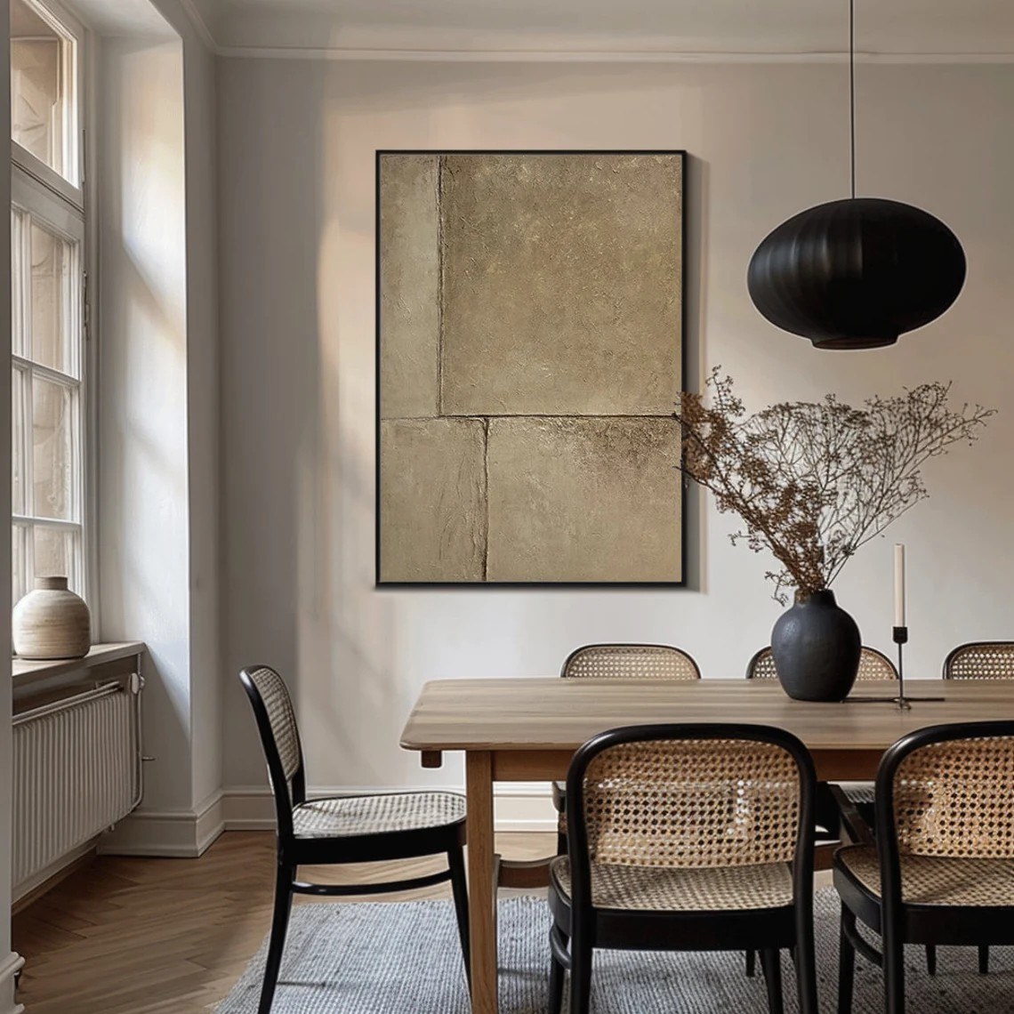 Textured Abstract Art - Hand-Painted Beige Painting #TC 110