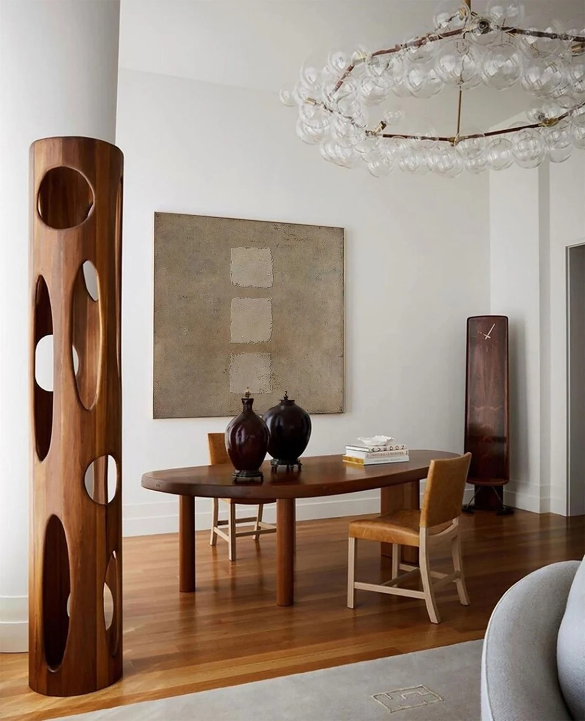 Neutral Beige Abstract Square Art – Handcrafted Canvas Painting #JJ 006