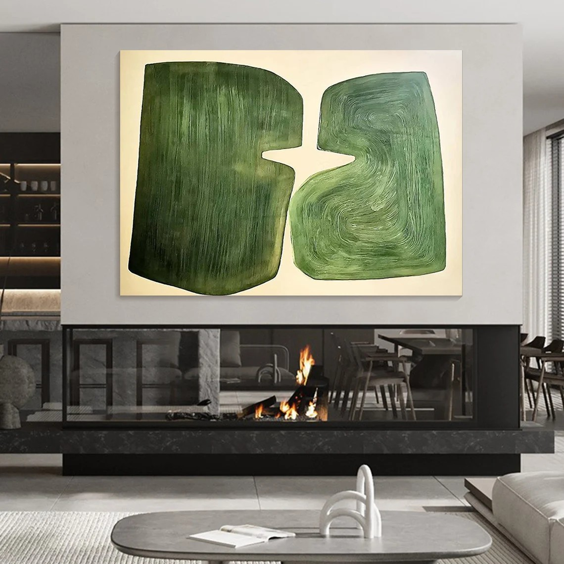 Handmade Green Abstract Canvas Art for Home Decor#TC 079
