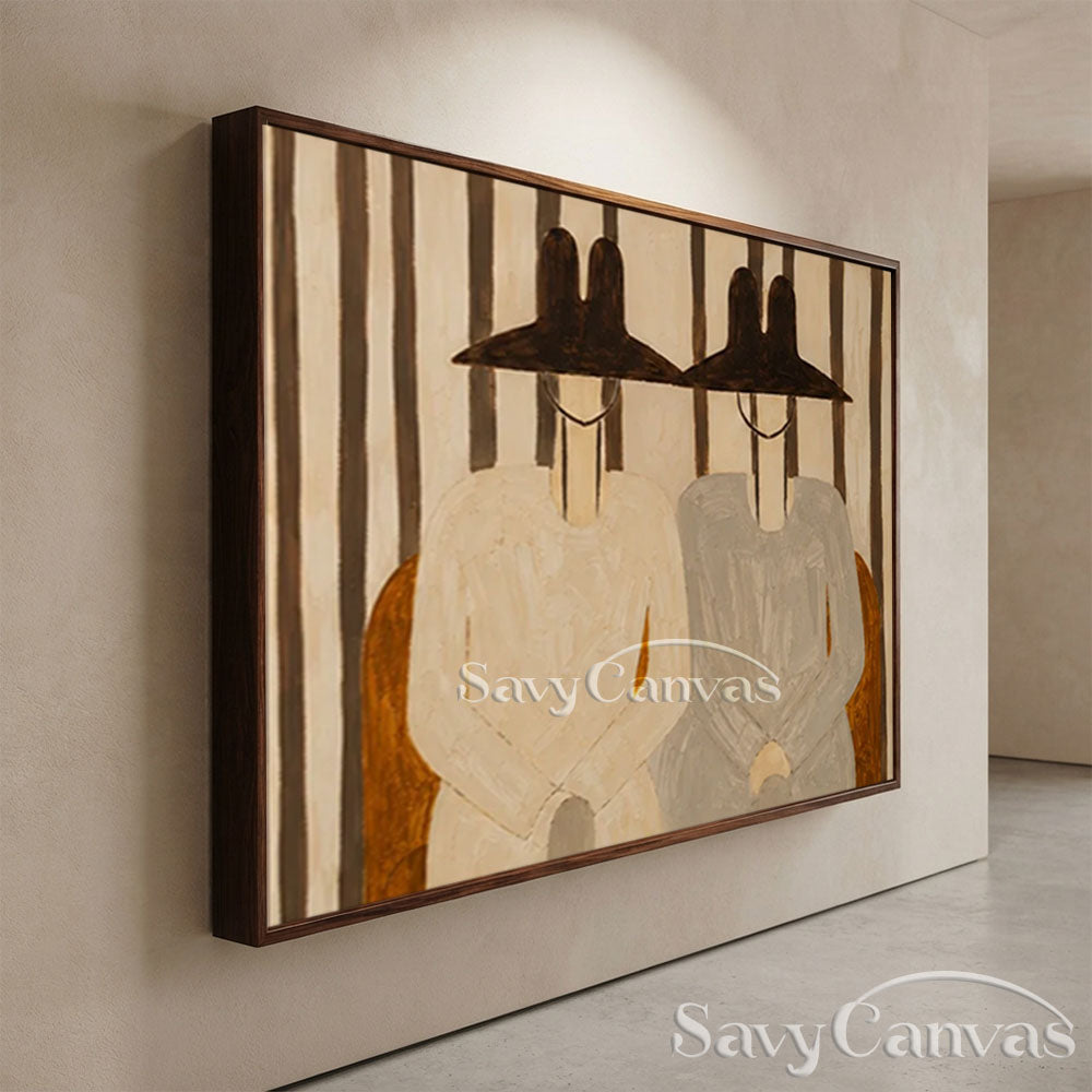 Modern Abstract Two Figures Vintage Oil Painting #ZC 026