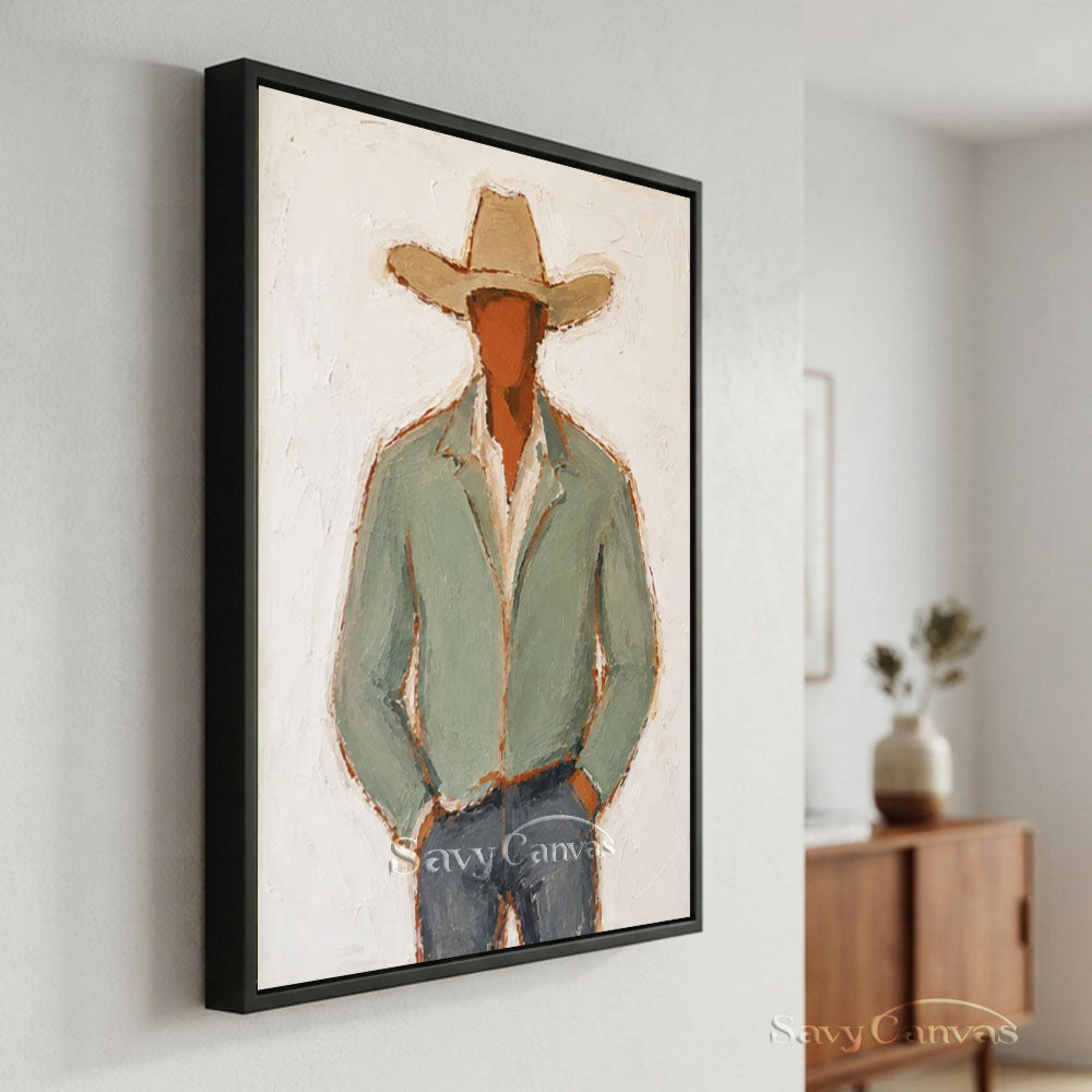 Handmade Modernist Cowboy Canvas Art #SS 236