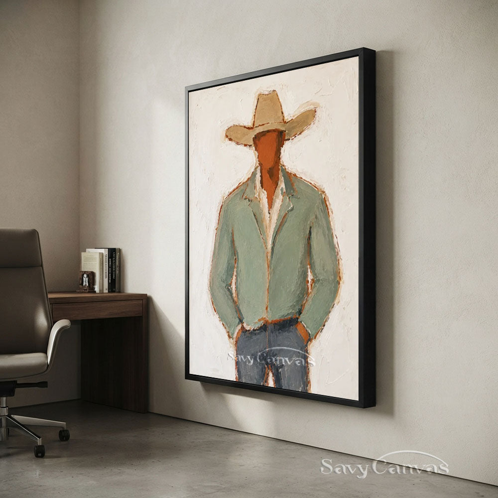 Handmade Modernist Cowboy Canvas Art #SS 236