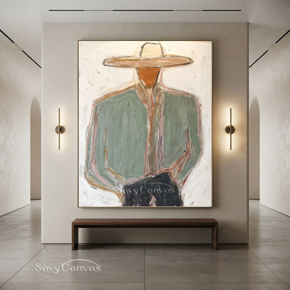 Large Western Impasto Cowboy Wall Art #SS 237