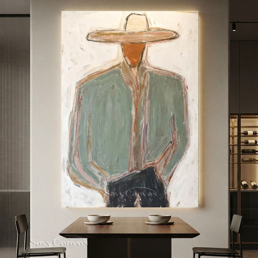 Large Western Impasto Cowboy Wall Art #SS 237