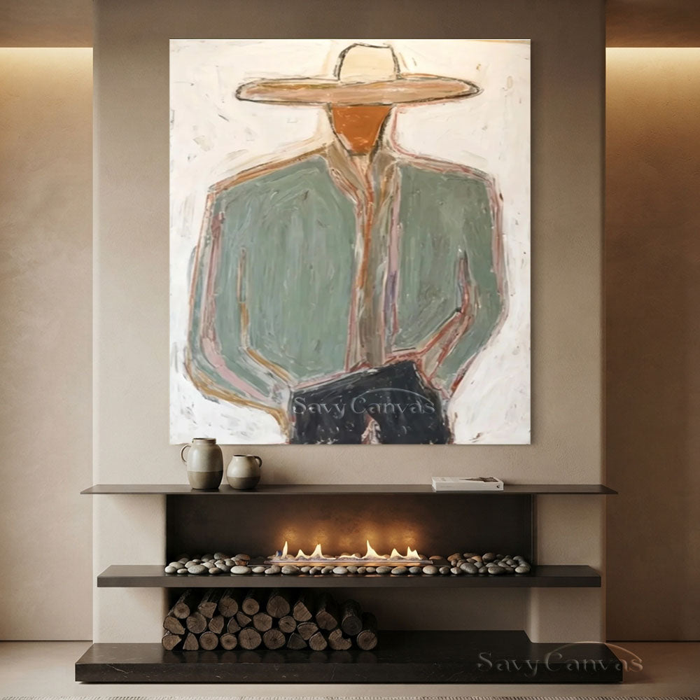 Large Western Impasto Cowboy Wall Art #SS 237