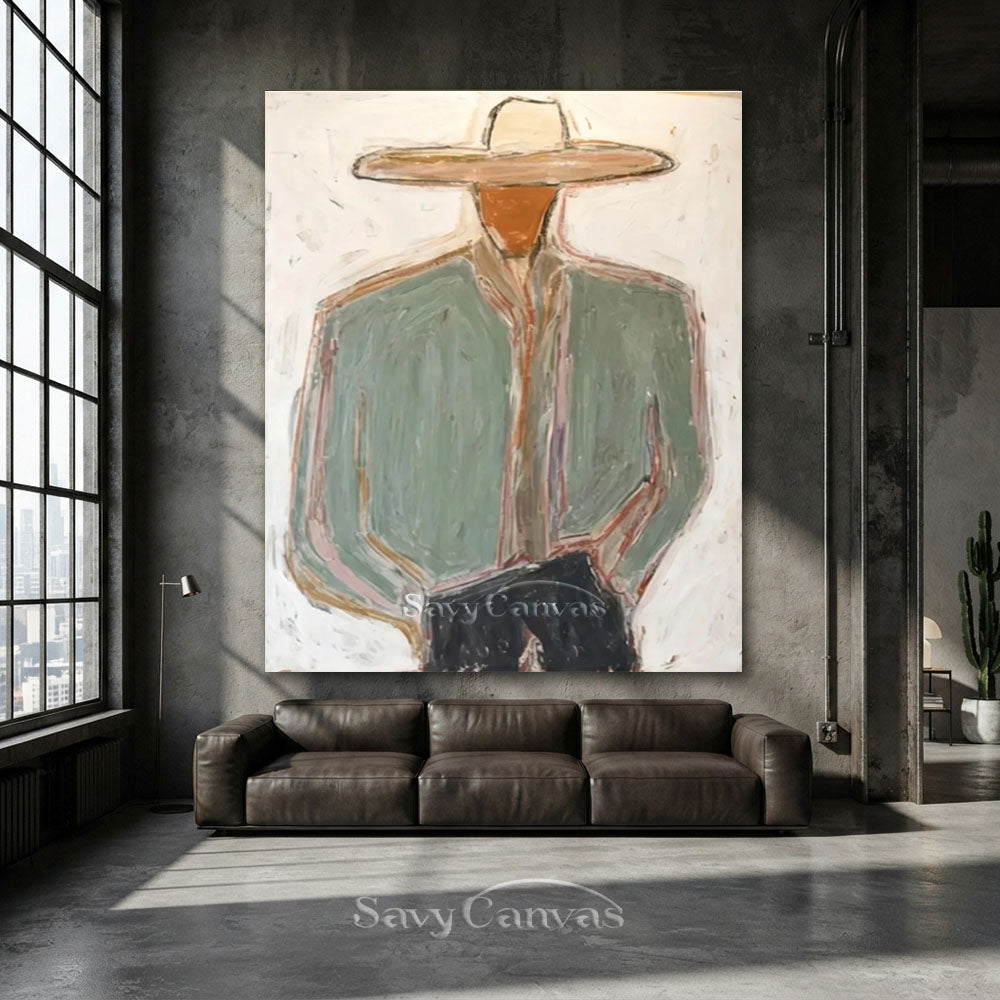 Large Western Impasto Cowboy Wall Art #SS 237