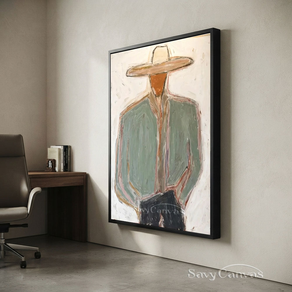 Large Western Impasto Cowboy Wall Art #SS 237