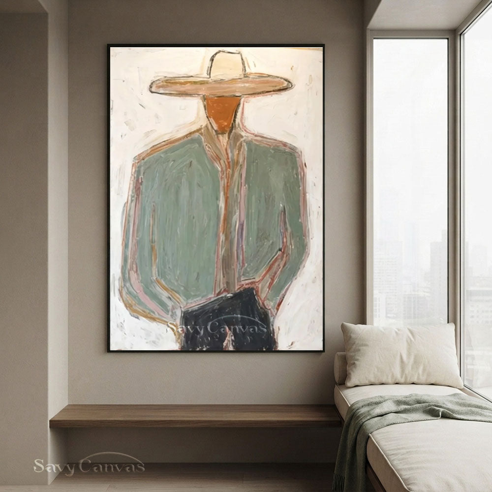 Large Western Impasto Cowboy Wall Art #SS 237