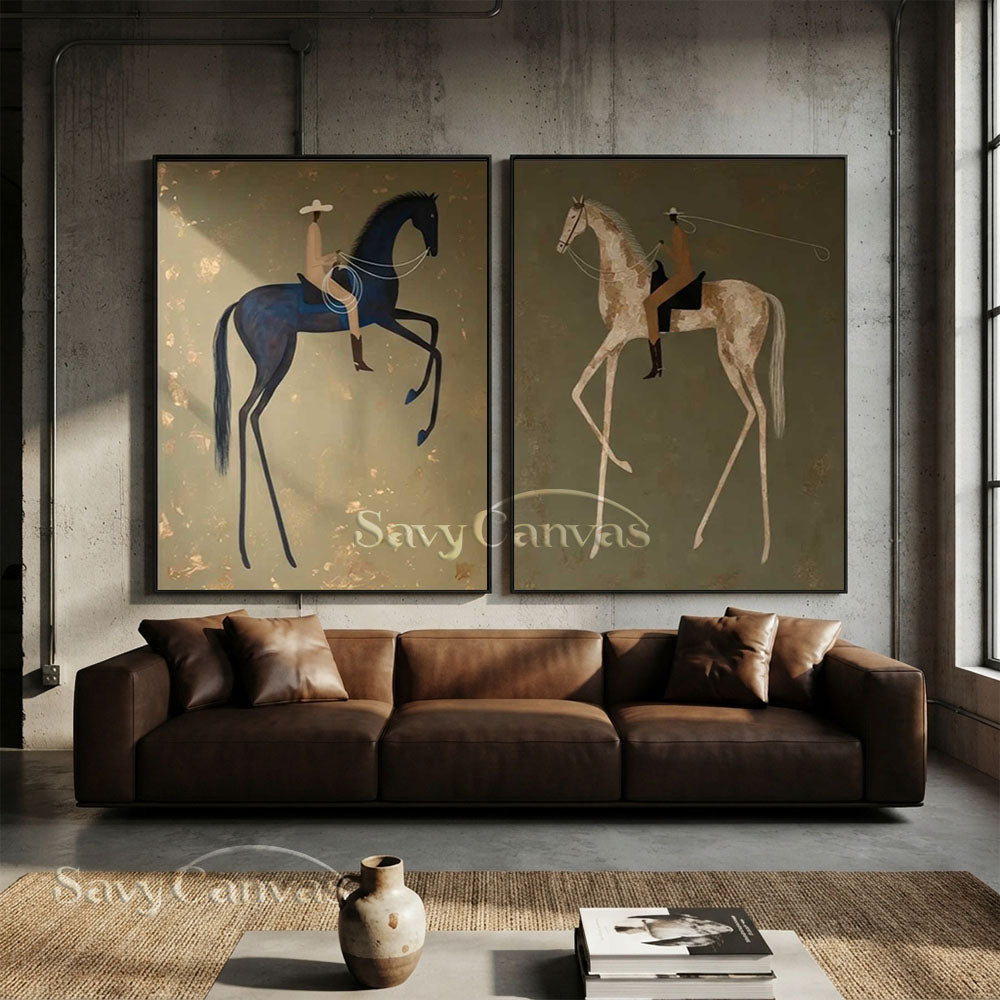 Modernism Equestrian Canvas Art | Retro Decor #SS 282