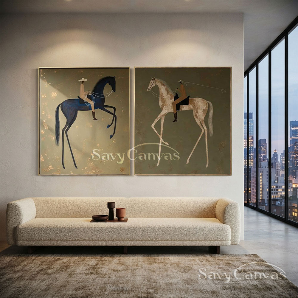 Modernism Equestrian Canvas Art | Retro Decor #SS 282