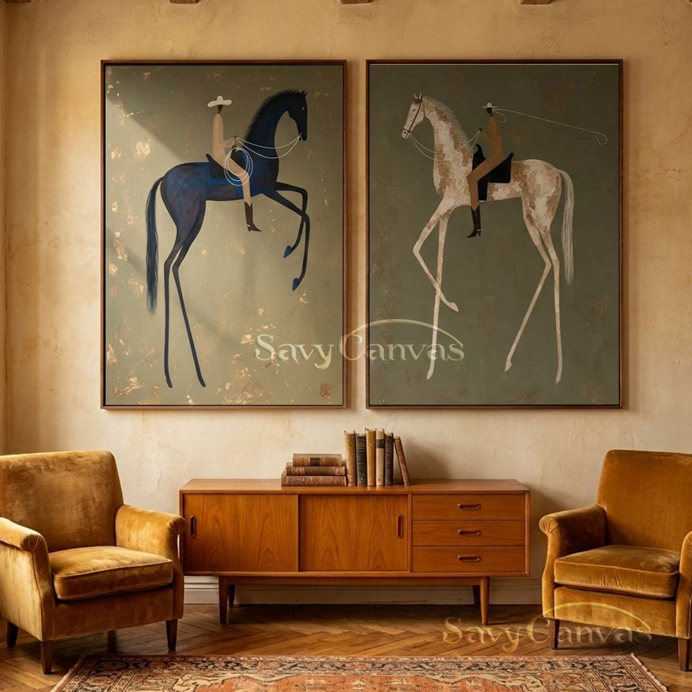 Modernism Equestrian Canvas Art | Retro Decor #SS 282