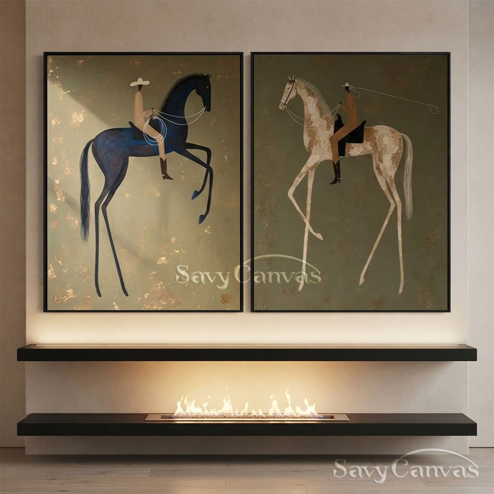 Modernism Equestrian Canvas Art | Retro Decor #SS 282