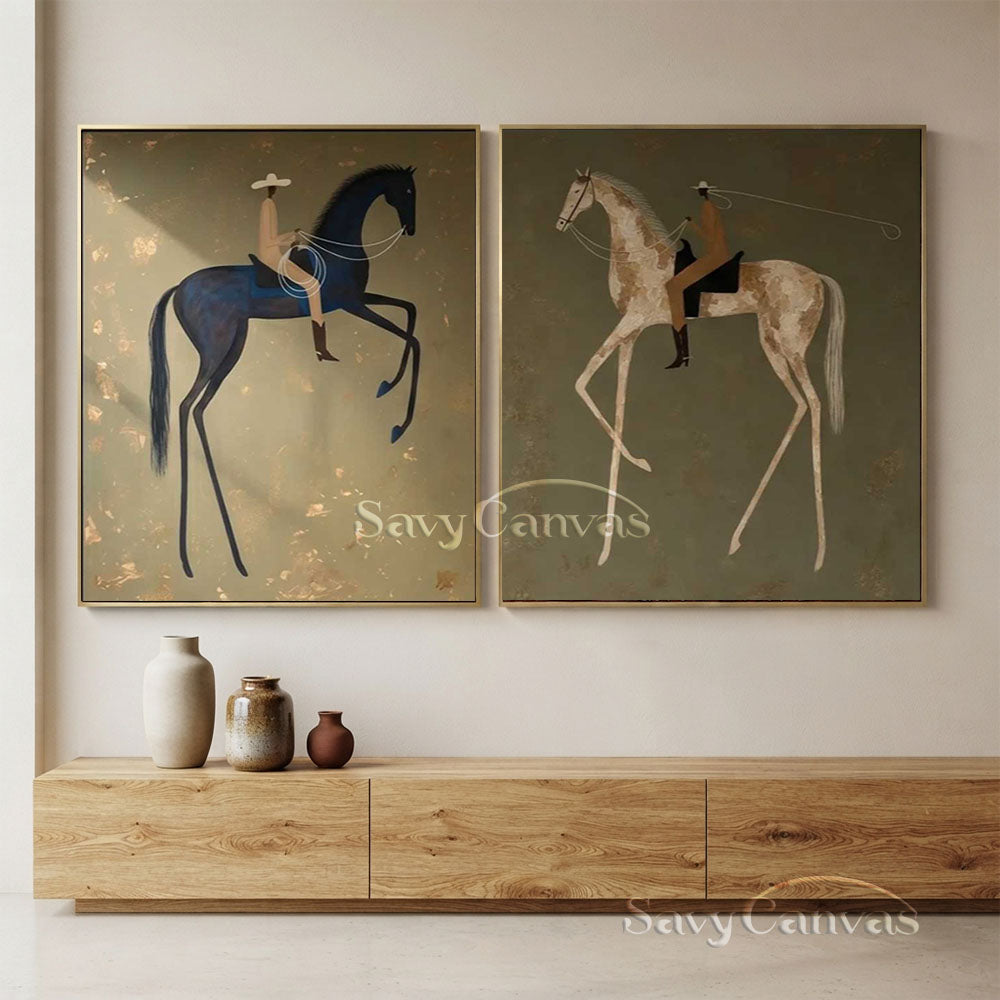 Modernism Equestrian Canvas Art | Retro Decor #SS 282