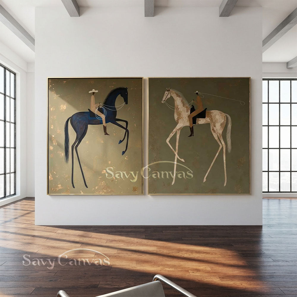 Modernism Equestrian Canvas Art | Retro Decor #SS 282