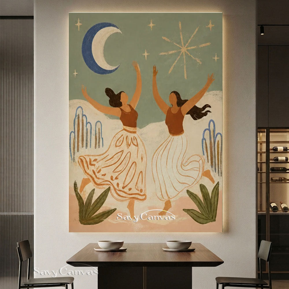Dancing Women Vintage Folk Canvas Oil Painting #SS 246