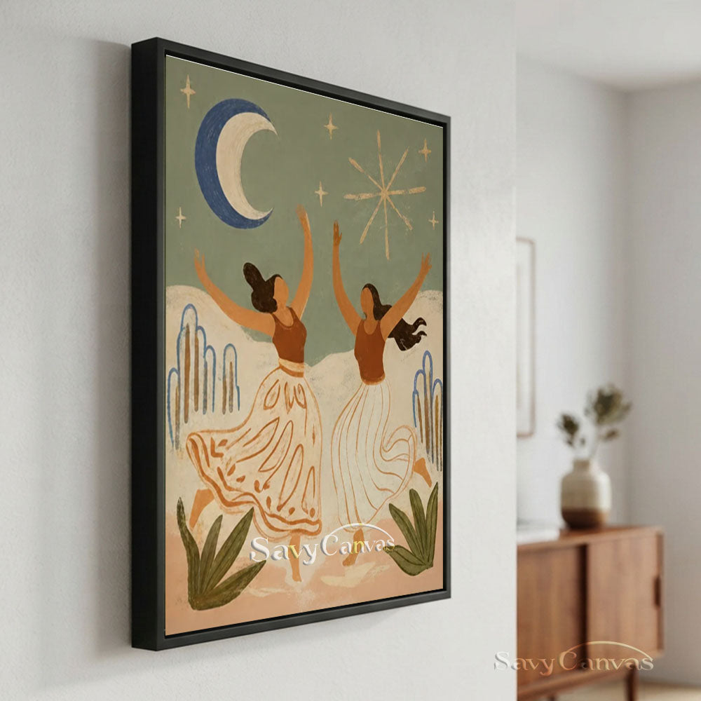 Dancing Women Vintage Folk Canvas Oil Painting #SS 246