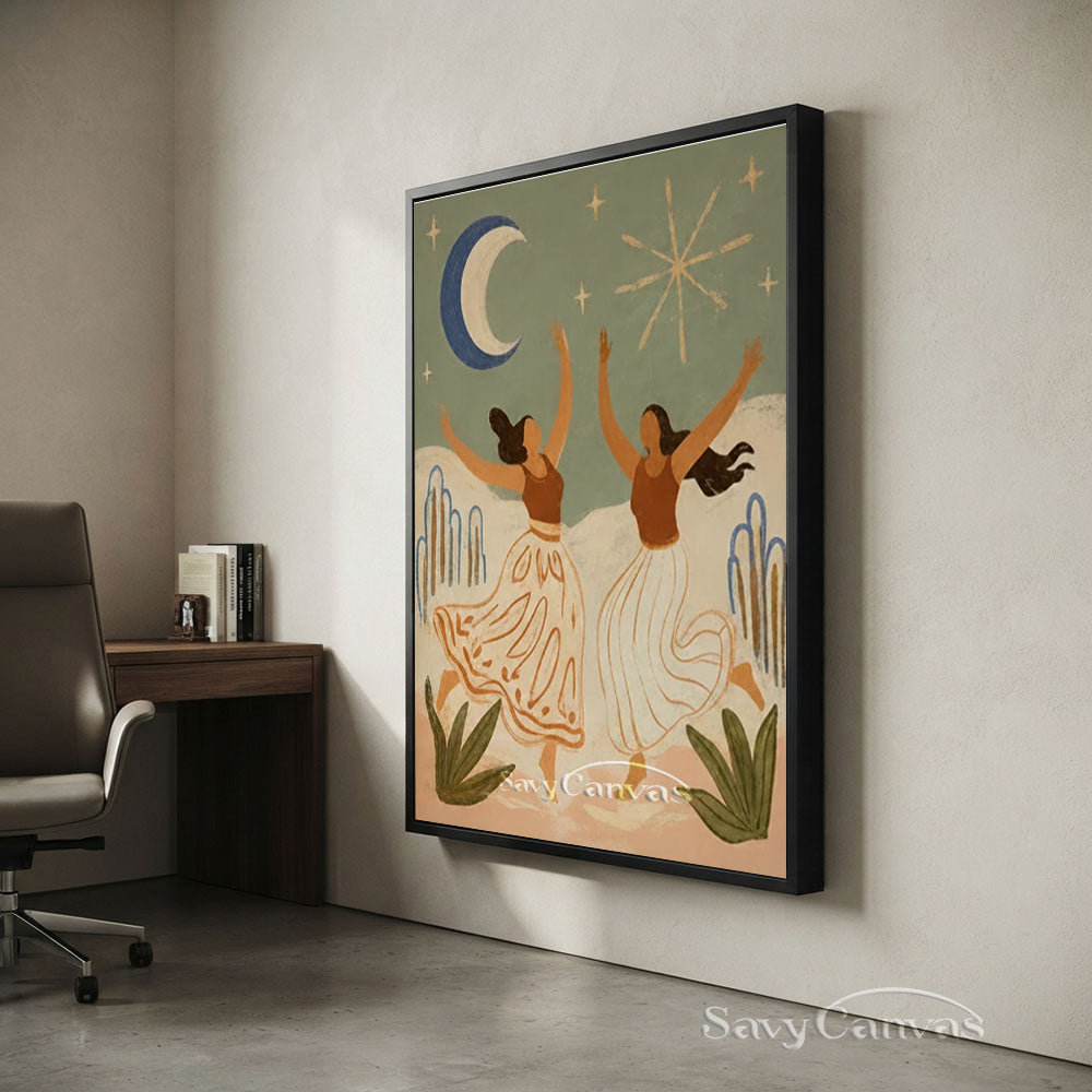 Dancing Women Vintage Folk Canvas Oil Painting #SS 246