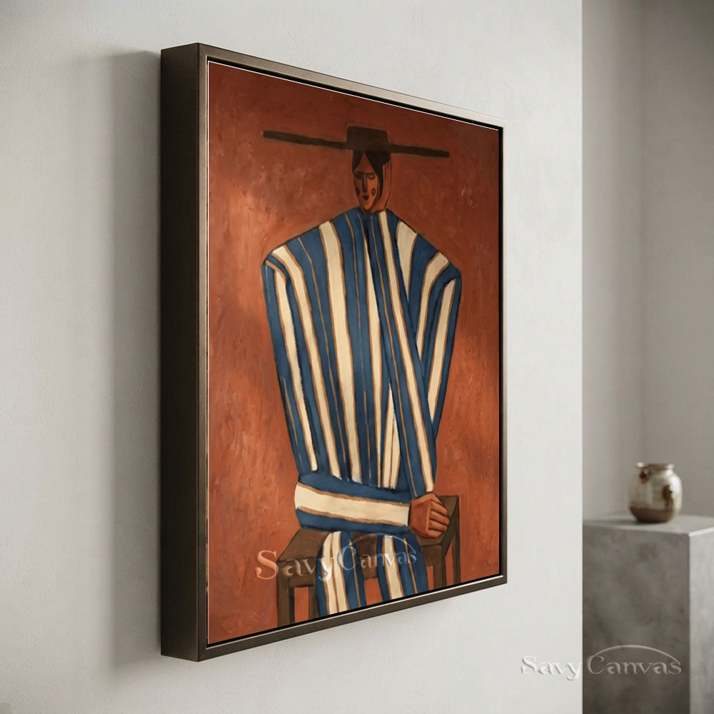 Handmade Modern Abstract Cowboy Portrait Brown Oil Painting #ZC 012