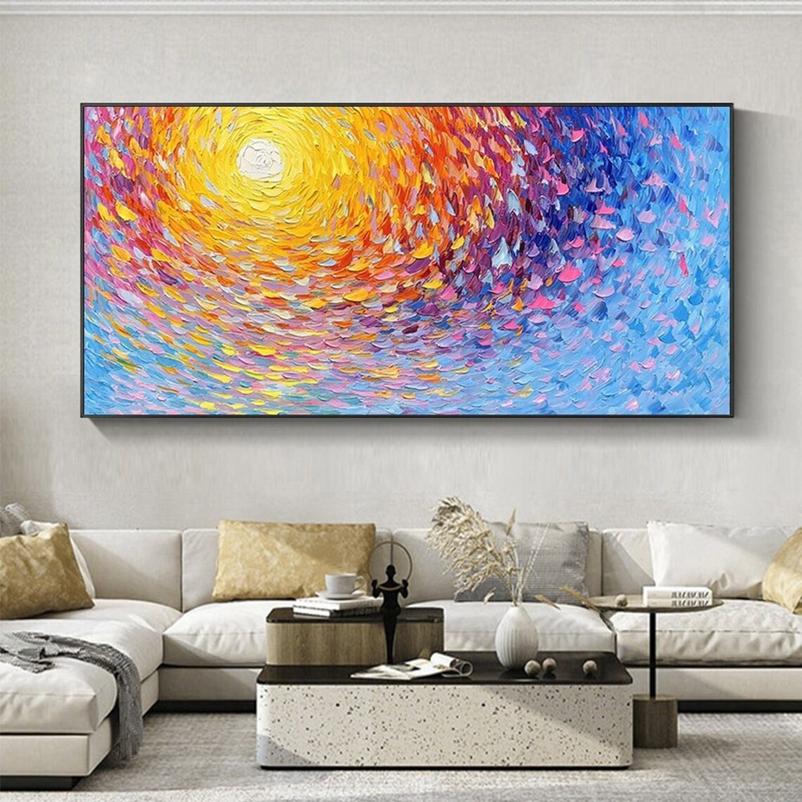 Dynamic Color Swirl Abstract Art - Modern Home Decor