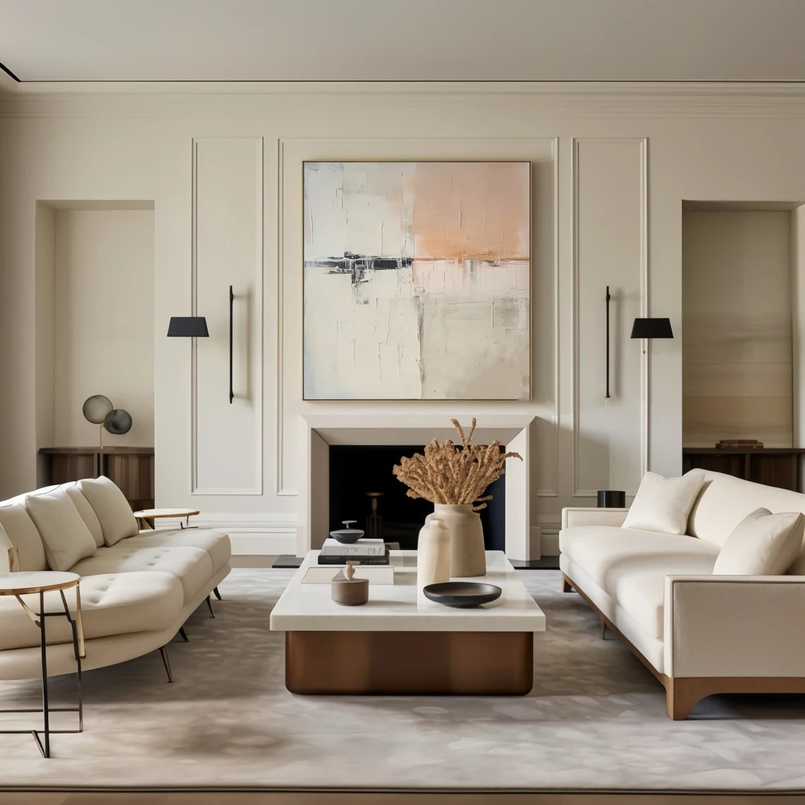 Minimalist Abstract Neutral Tones Canvas Art | Textured #TC 106